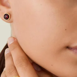 Marco Bicego Jaipur Colour 18ct Yellow Gold Red Garnet Stud Earrings