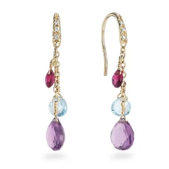 Marco Bicego Paradise 18ct Yellow Gold Diamond and Gemstone Drop Earrings