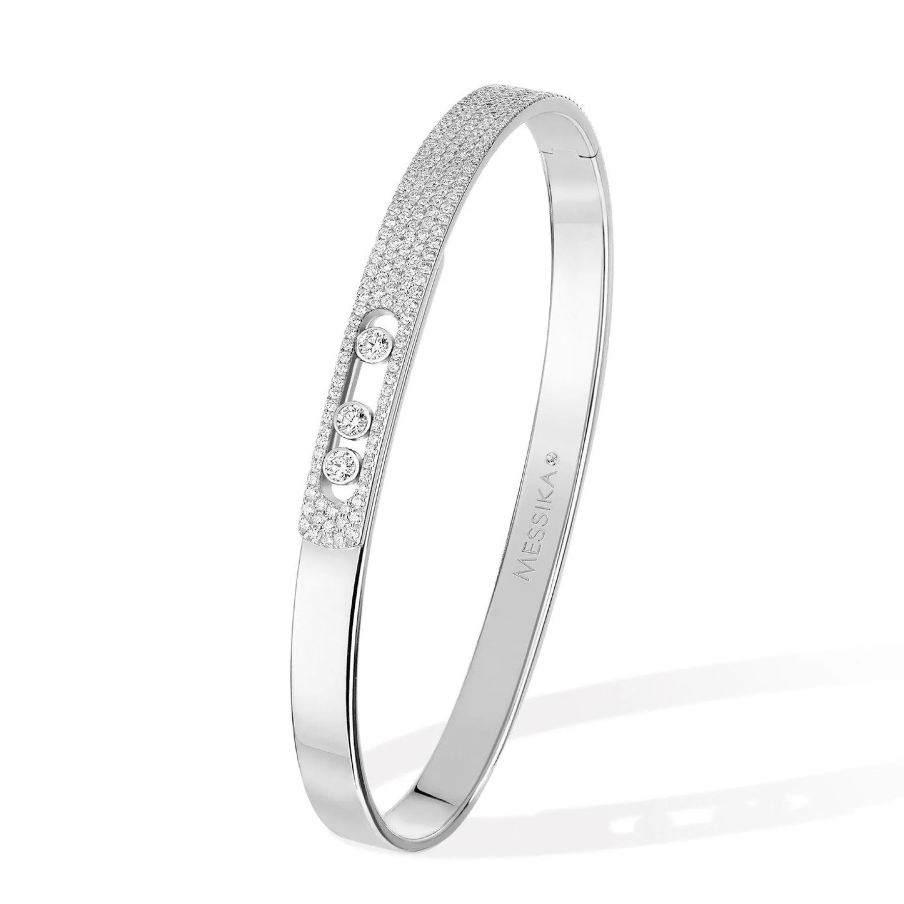 Messika Move Noa 18ct White Gold Diamond Semi Pavé Bangle