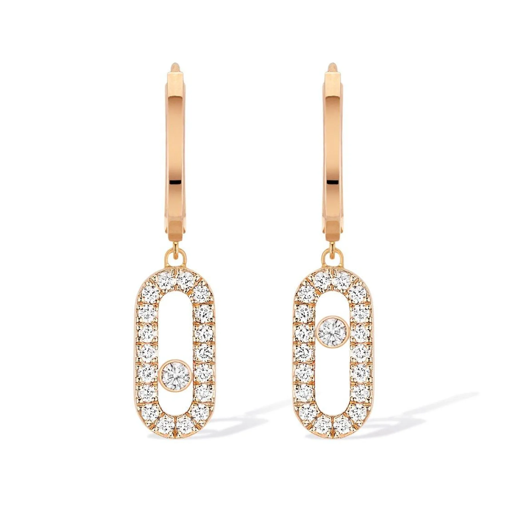 Messika Move Uno 18ct Pink Gold Diamond Hoop Earrings