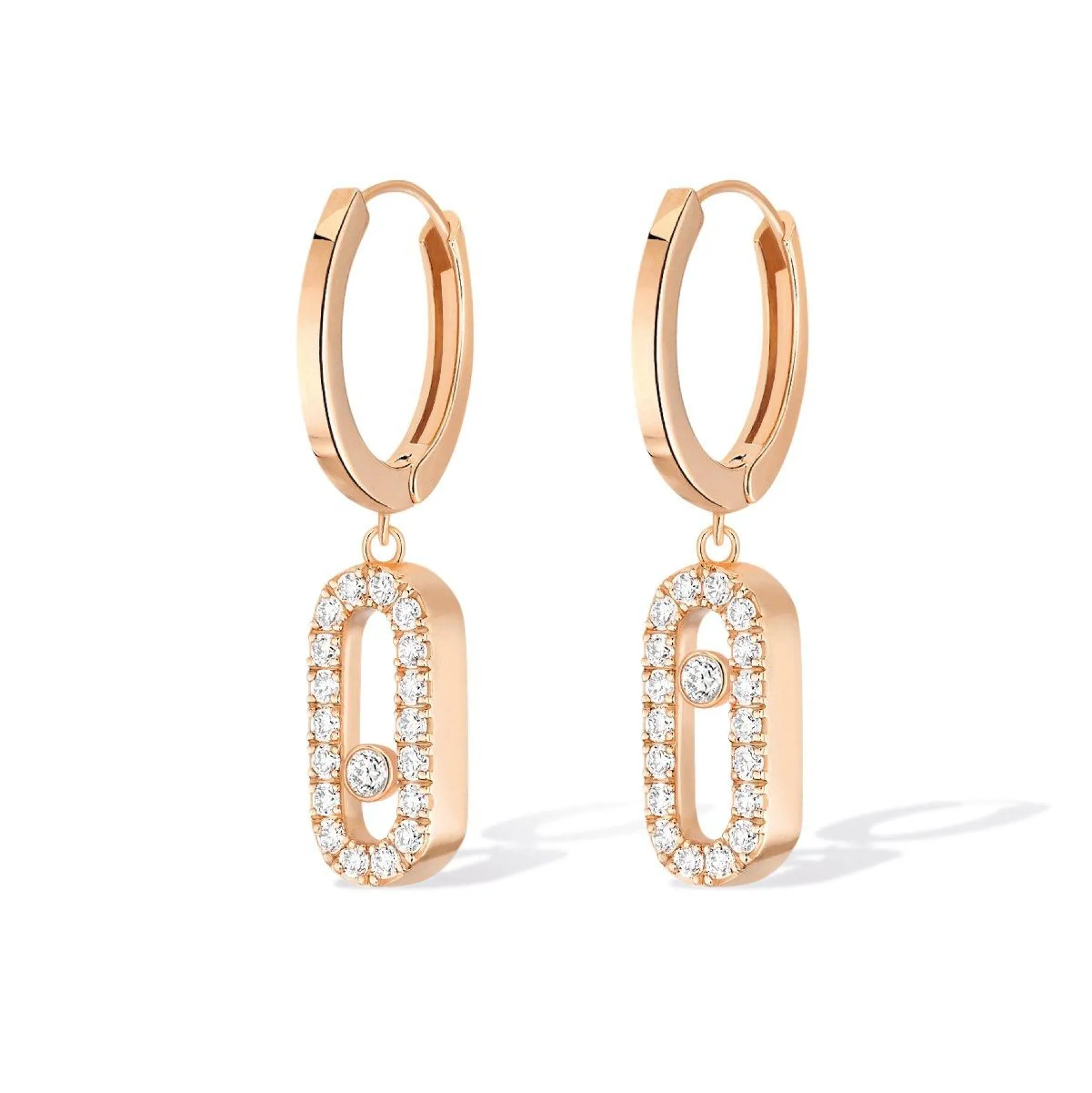 Messika Move Uno 18ct Pink Gold Diamond Hoop Earrings