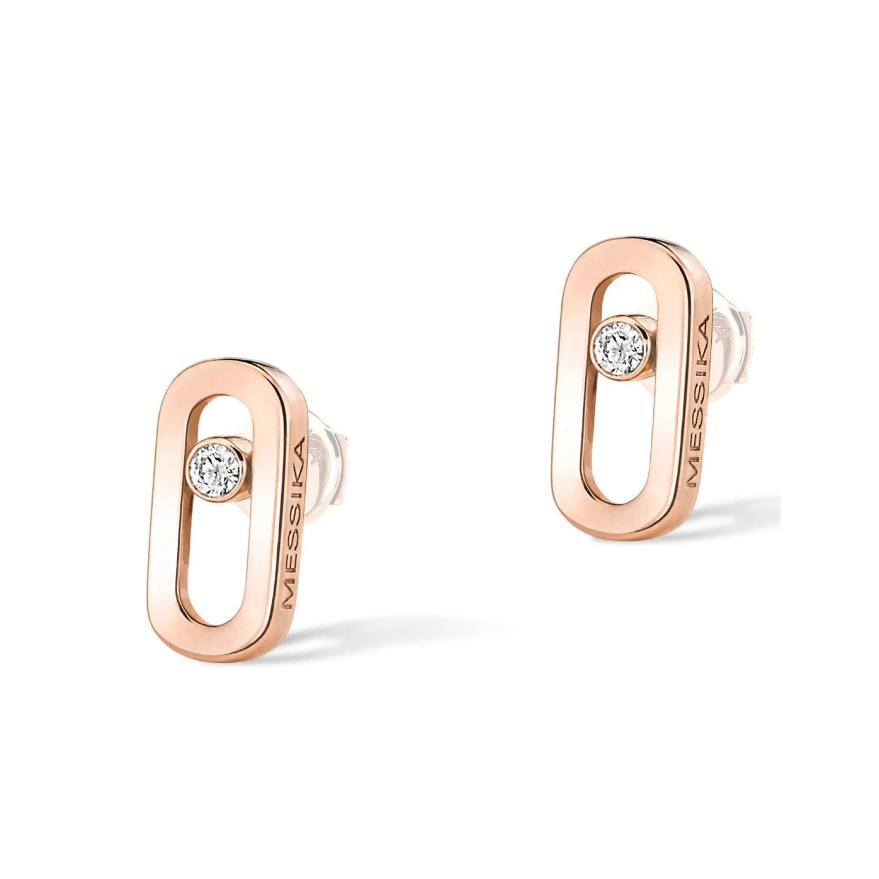 Messika Move Uno 18ct Pink Gold Diamond Stud Earrings