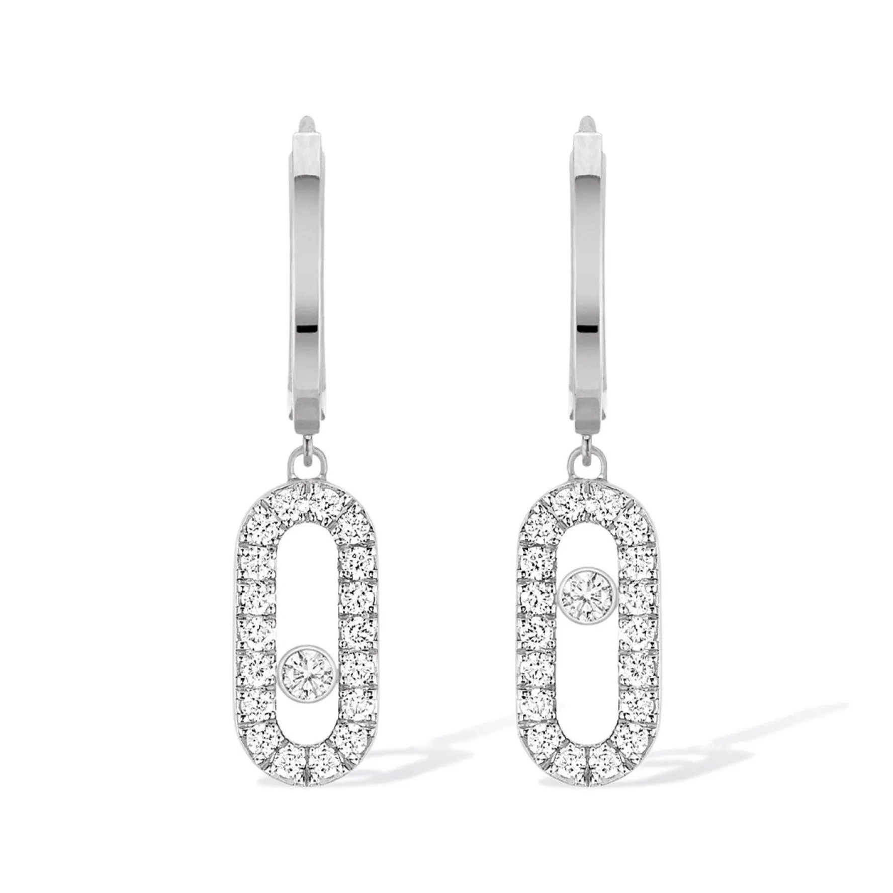 Messika Move Uno 18ct White Gold Diamond Hoop Earrings