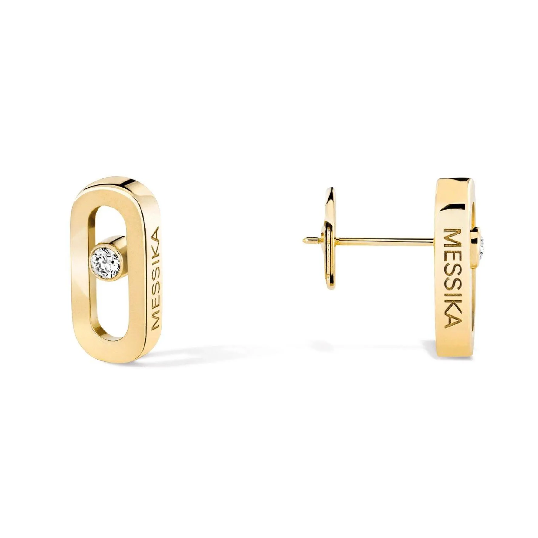 Messika Move Uno 18ct Yellow Gold Diamond Stud Earrings