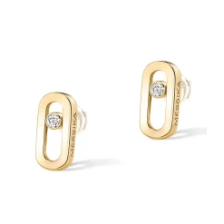 Messika Move Uno 18ct Yellow Gold Diamond Stud Earrings