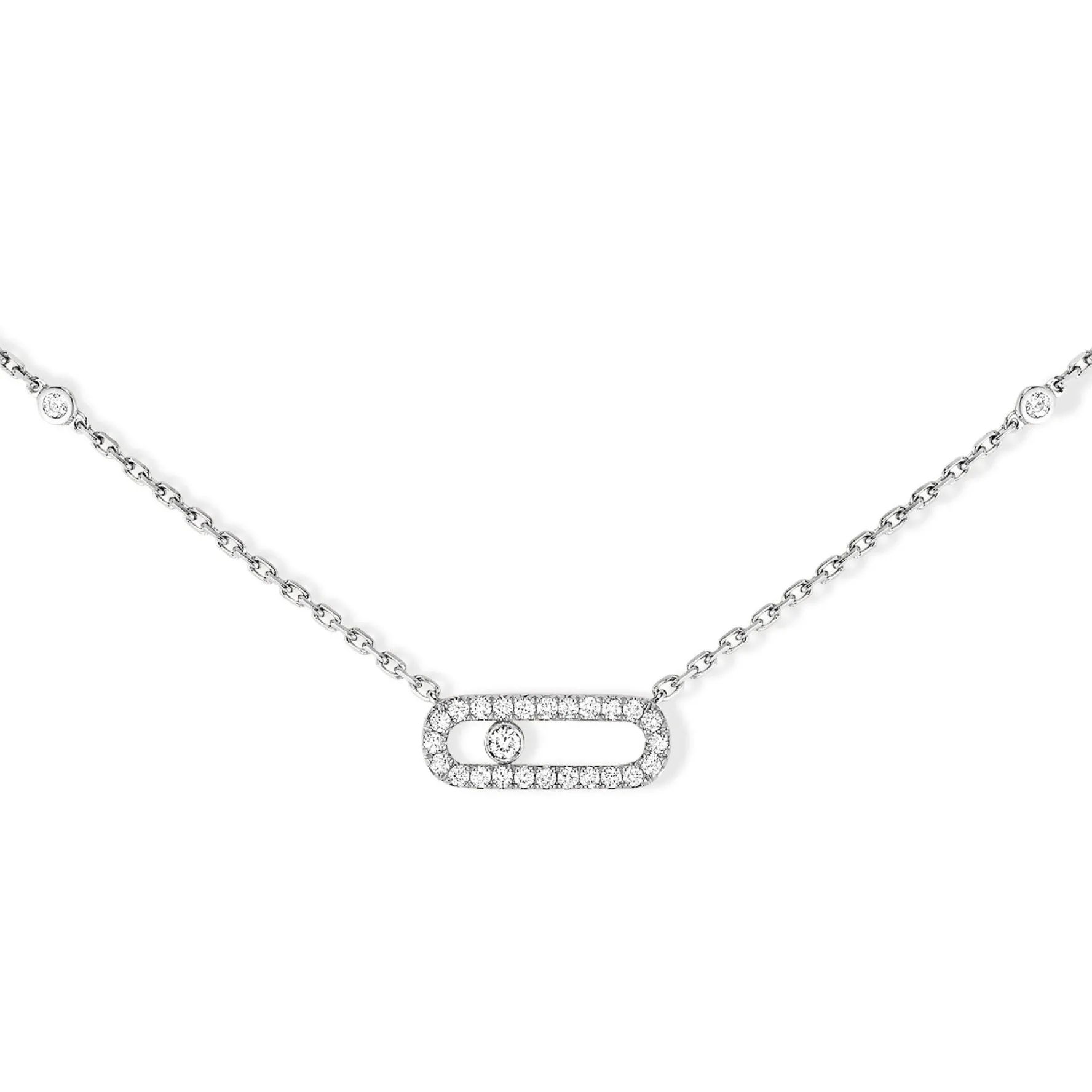 Messika Move Uno Pavé 18ct White Gold Diamond Necklace