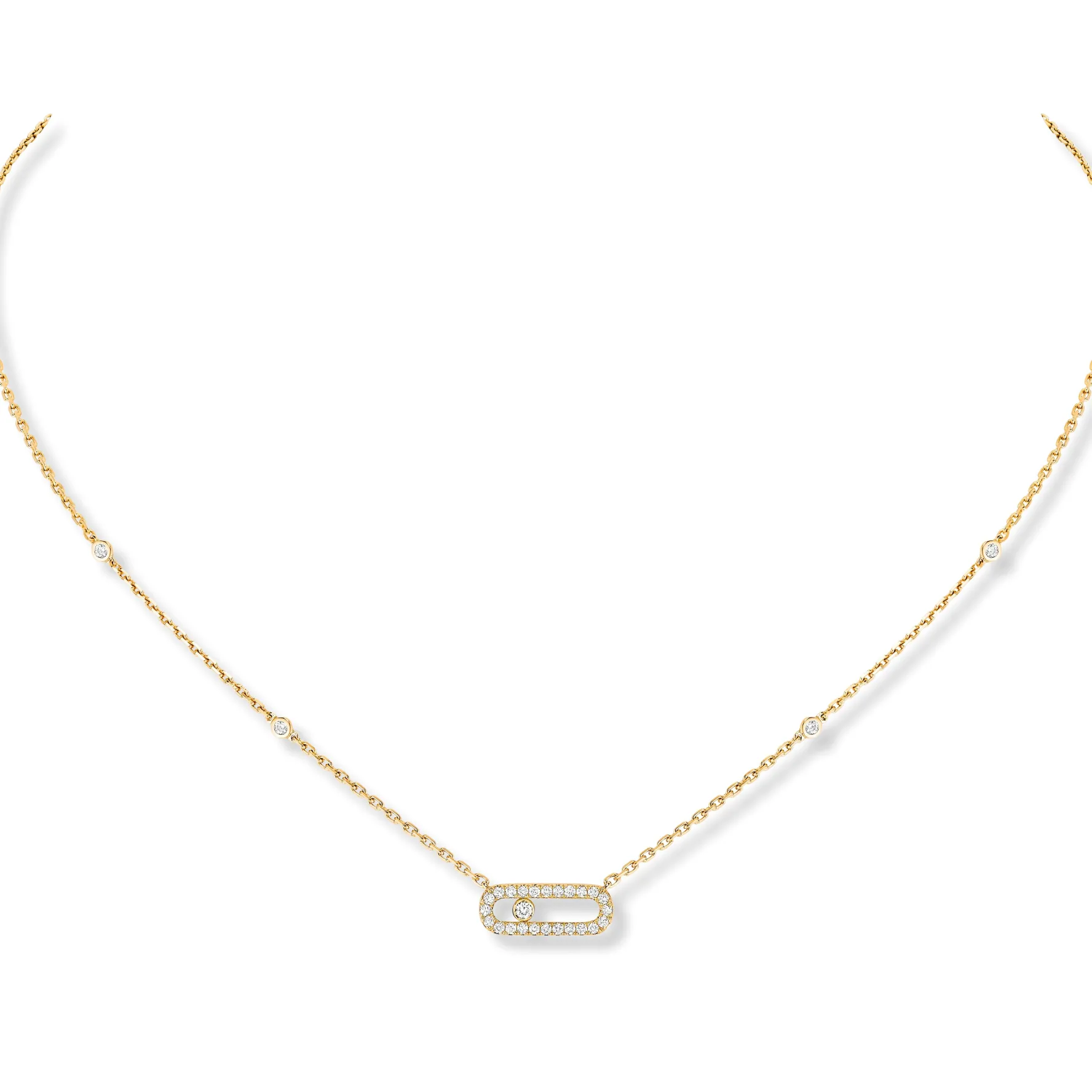 Messika Move Uno Pavé 18ct Yellow Gold Diamond Necklace