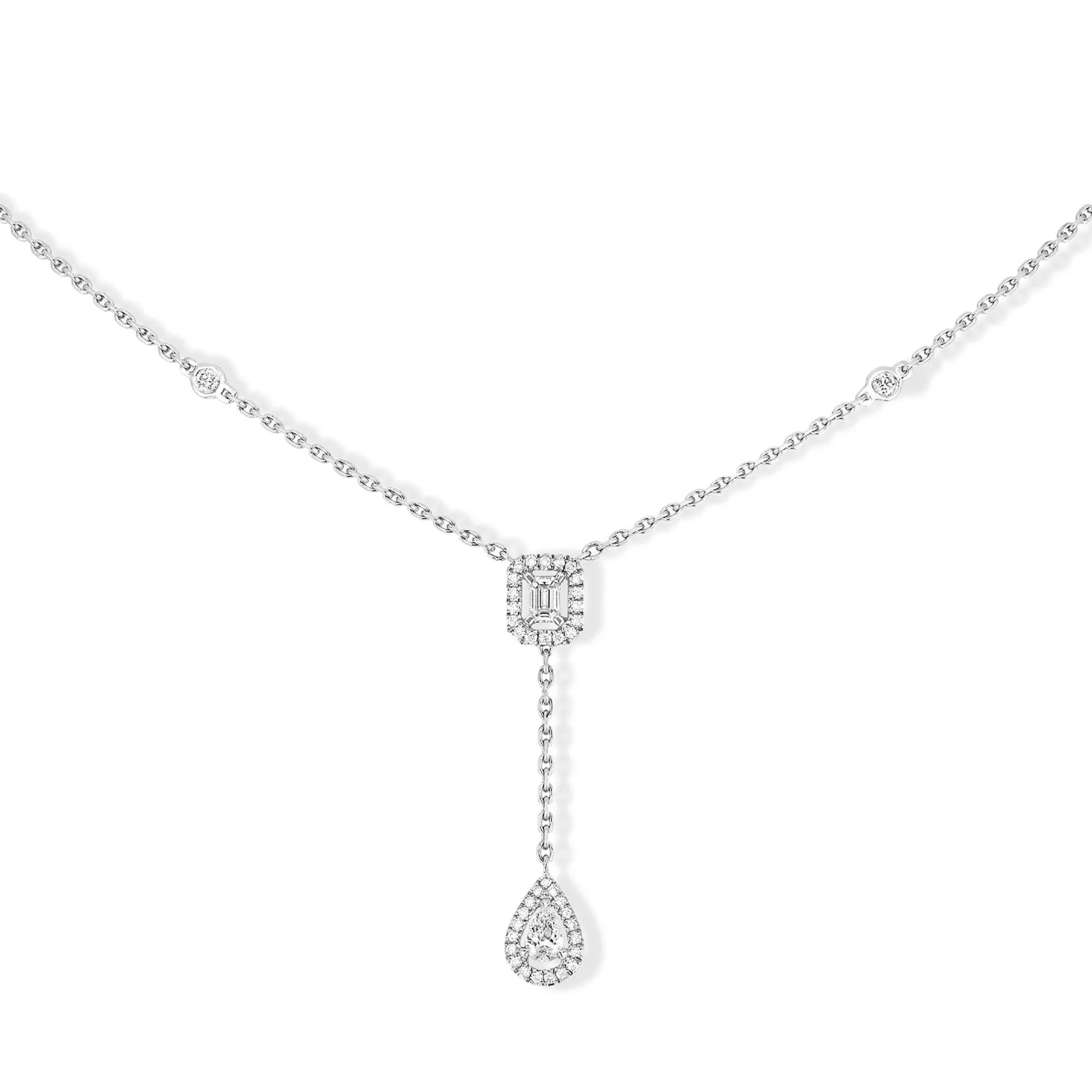 Messika My Twin Tie 18ct White Gold Diamond Necklace