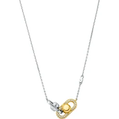 Michael Kors Astor Link Silver and Yellow Gold Plated Cubic Zirconia Necklace