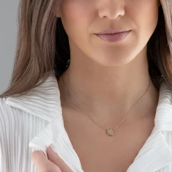 Michael Kors 14ct Gold Tone Silver Cubic Zirconia Necklace