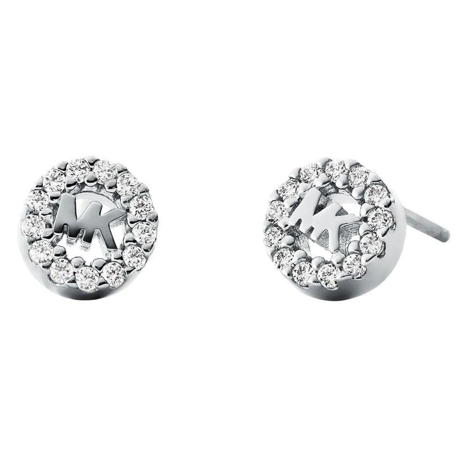 Michael Kors Custom Kors Logo Silver Cubic Zirconia Stud Earrings