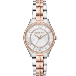 Michael Kors Lauryn Mini 33mm Stainless Steel and Rose Gold Tone Crystal Ladies Watch