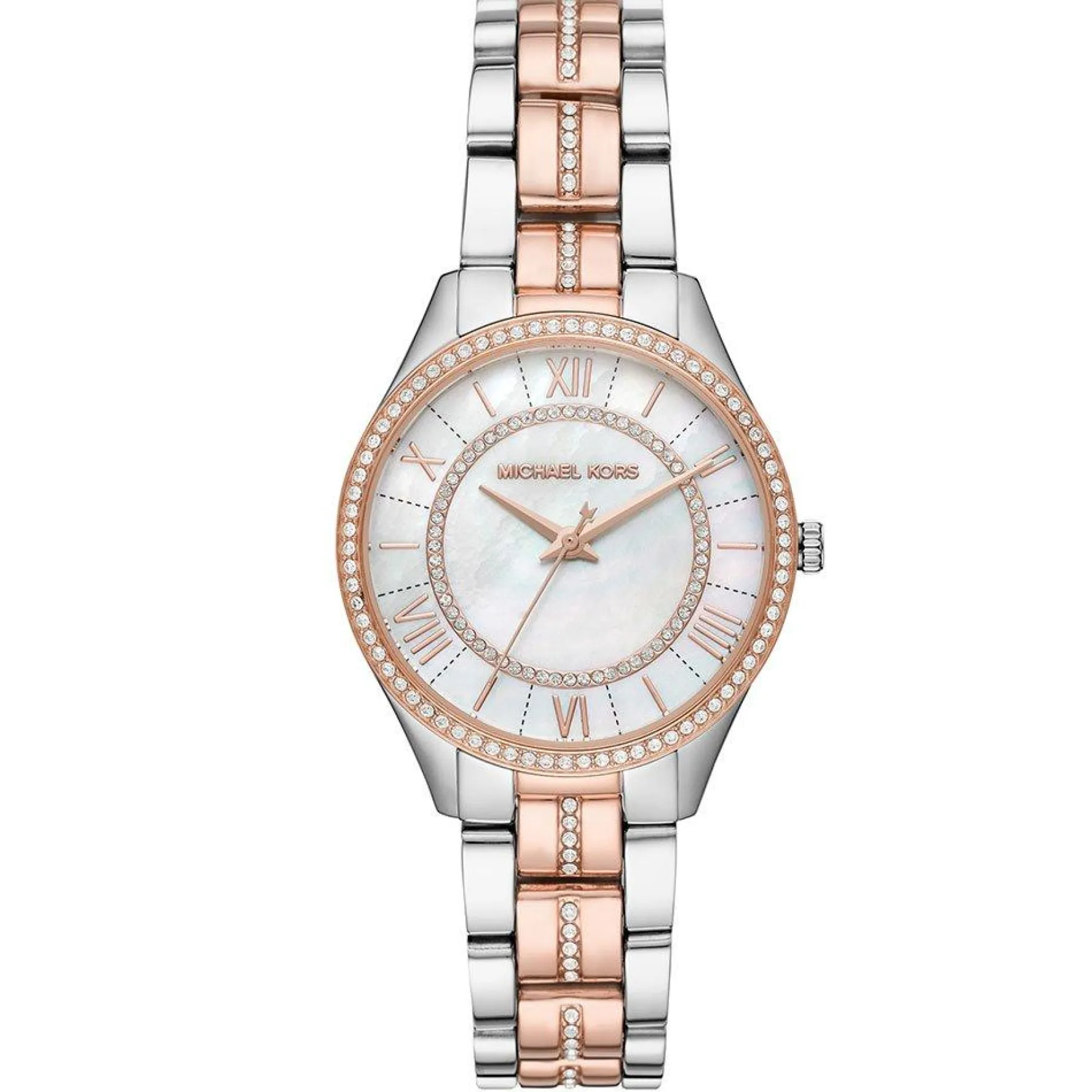 Michael Kors Lauryn Mini 33mm Stainless Steel and Rose Gold Tone Crystal Ladies Watch