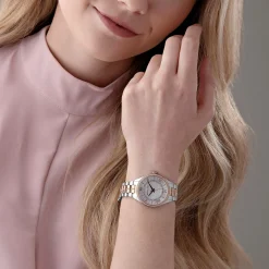 Michael Kors Lauryn Mini 33mm Stainless Steel and Rose Gold Tone Crystal Ladies Watch