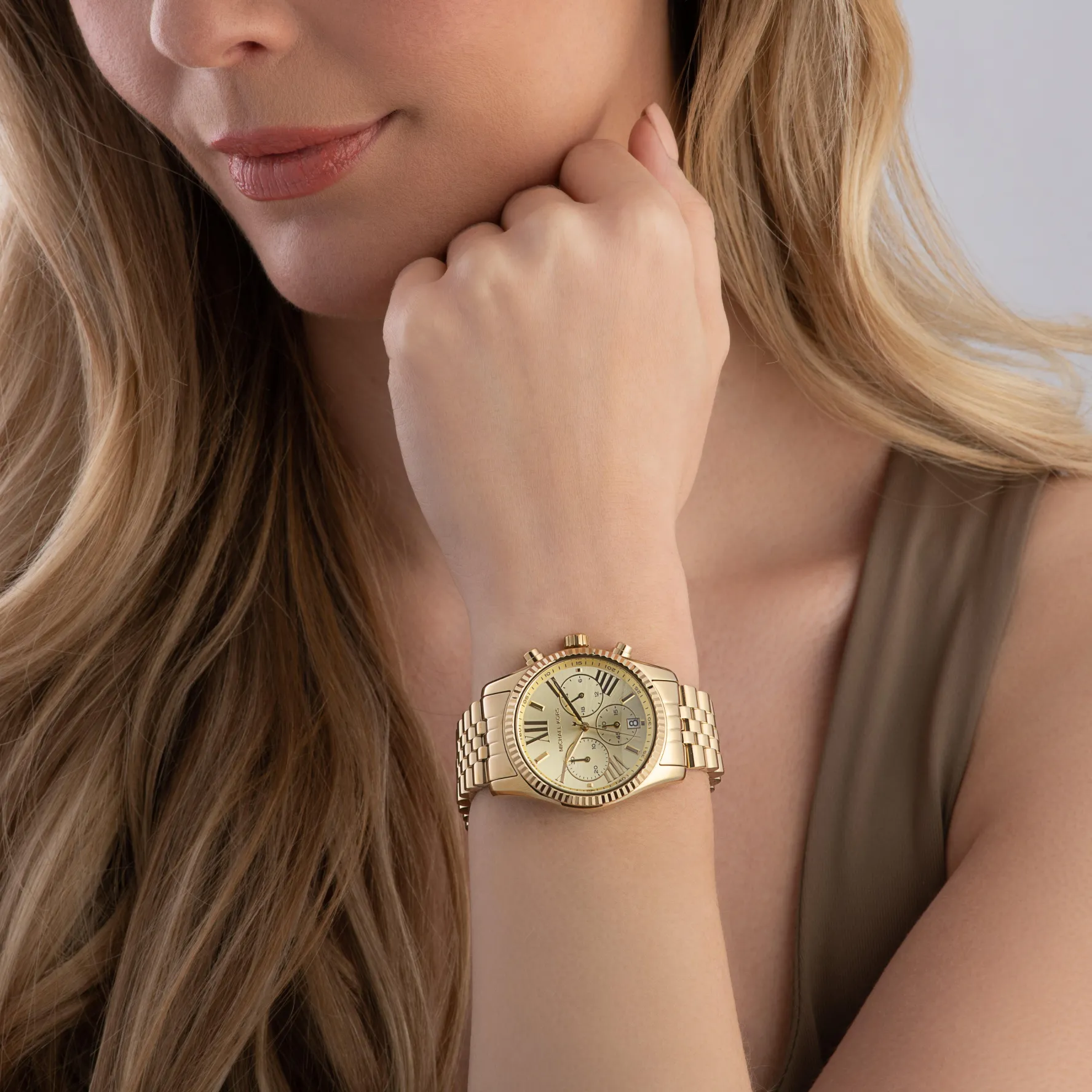 Michael Kors Lexington 38mm Yellow Gold Tone Chronograph Ladies Watch