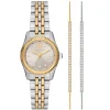 Michael Kors Lexington 26mm Stainless Steel and Yellow Gold Tone Watch and Crystal Bracelet Set