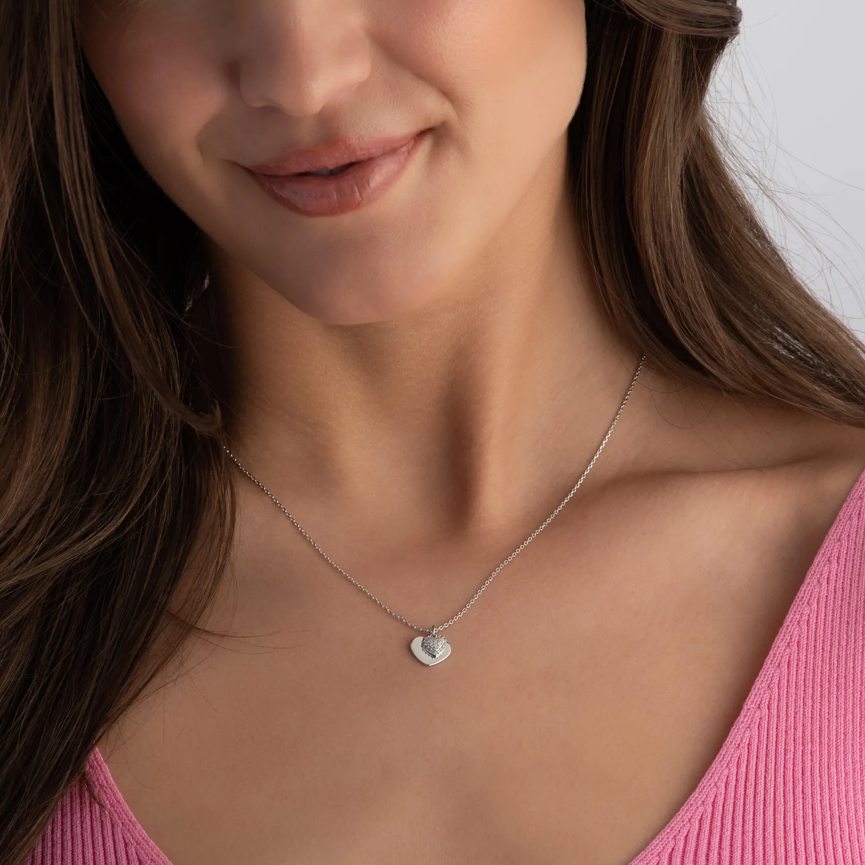 Michael Kors Love Silver Cubic Zirconia Heart Pendant