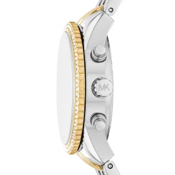 Michael Kors Mini Bryant 35mm Stainless Steel and Yellow Gold Tone Crystal Chronograph Ladies Watch