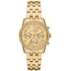 Michael Kors Mini Bryant 35mm Yellow Gold Plated Chronograph Crystal Ladies Watch