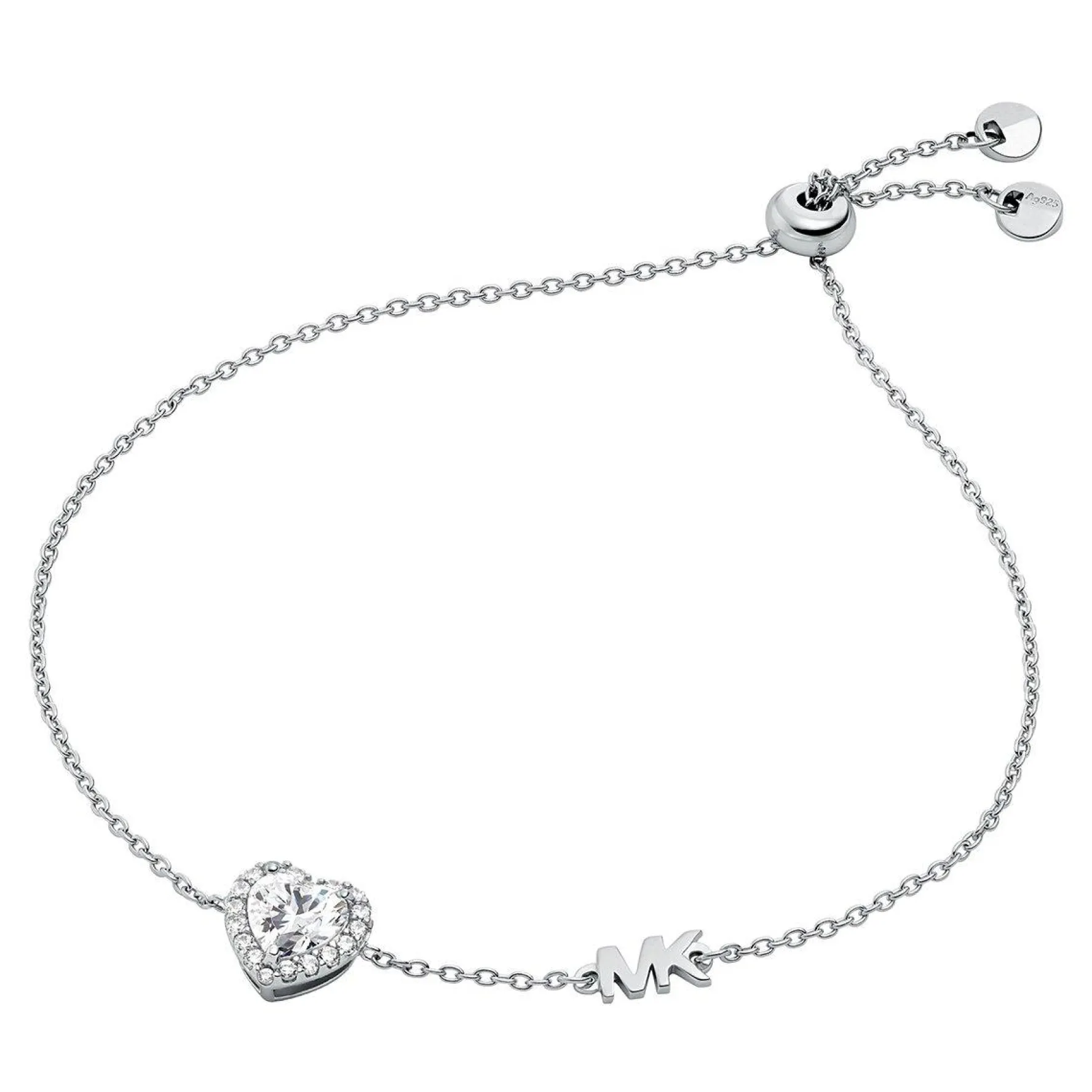 Michael Kors Premium Silver Heart Shaped Cubic Zirconia Halo Bracelet
