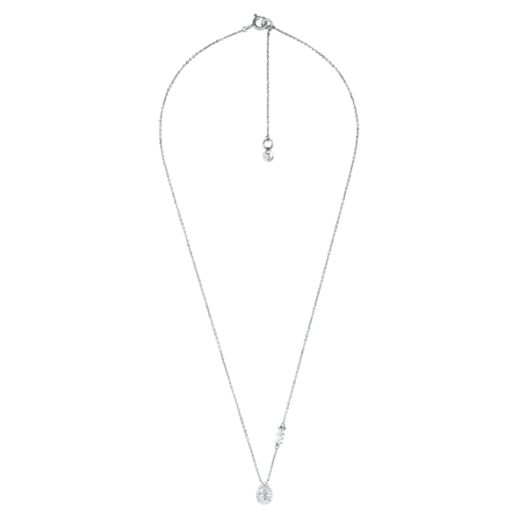 Michael Kors Premium Silver Pear Shaped Cubic Zirconia Halo Necklace