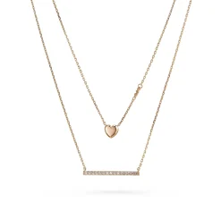 Michael Kors Rose Gold Tone Cubic Zirconia Heart Necklace