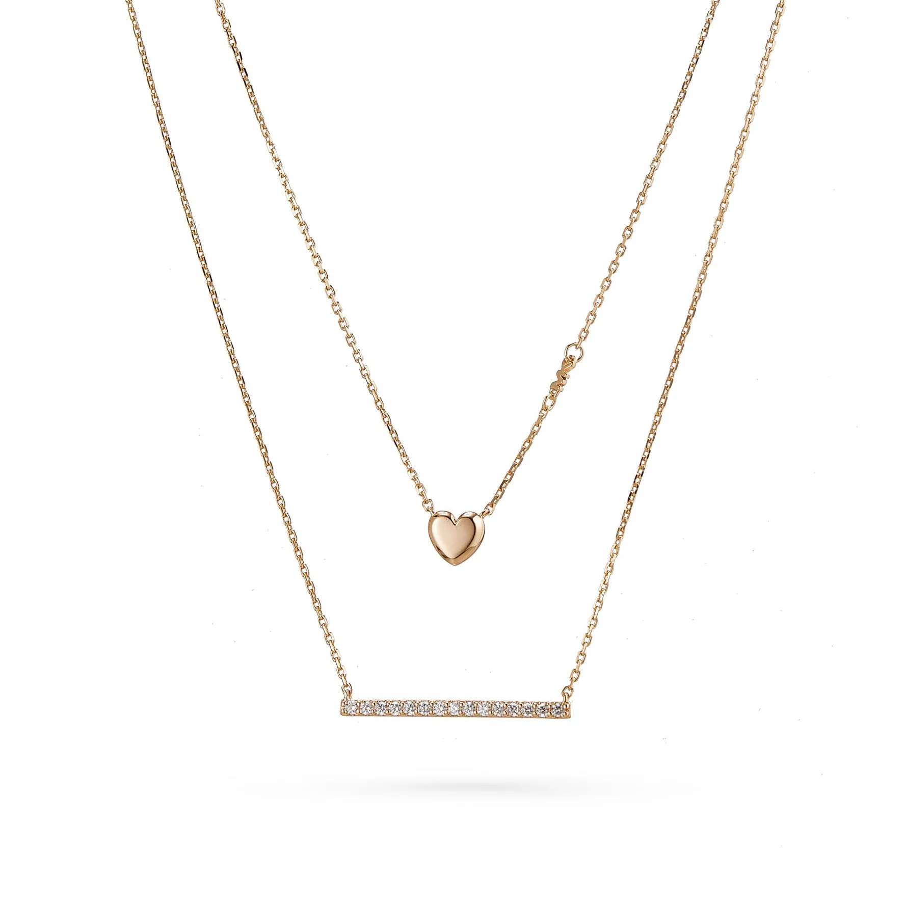 Michael Kors Rose Gold Tone Cubic Zirconia Heart Necklace