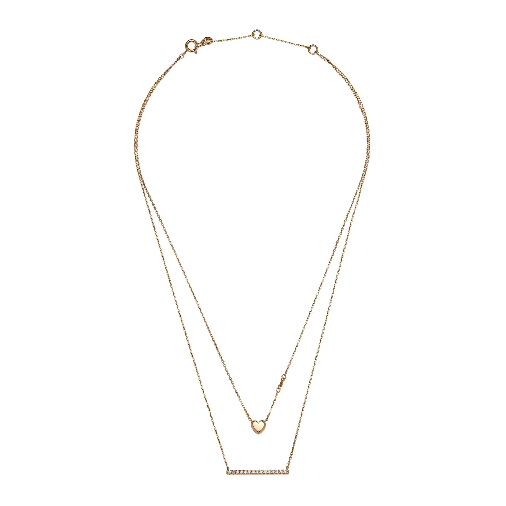 Michael Kors Rose Gold Tone Cubic Zirconia Heart Necklace