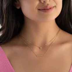 Michael Kors Rose Gold Tone Cubic Zirconia Heart Necklace