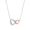 Michael Kors Silver and Rose Tone Cubic Zirconia Heart Necklace