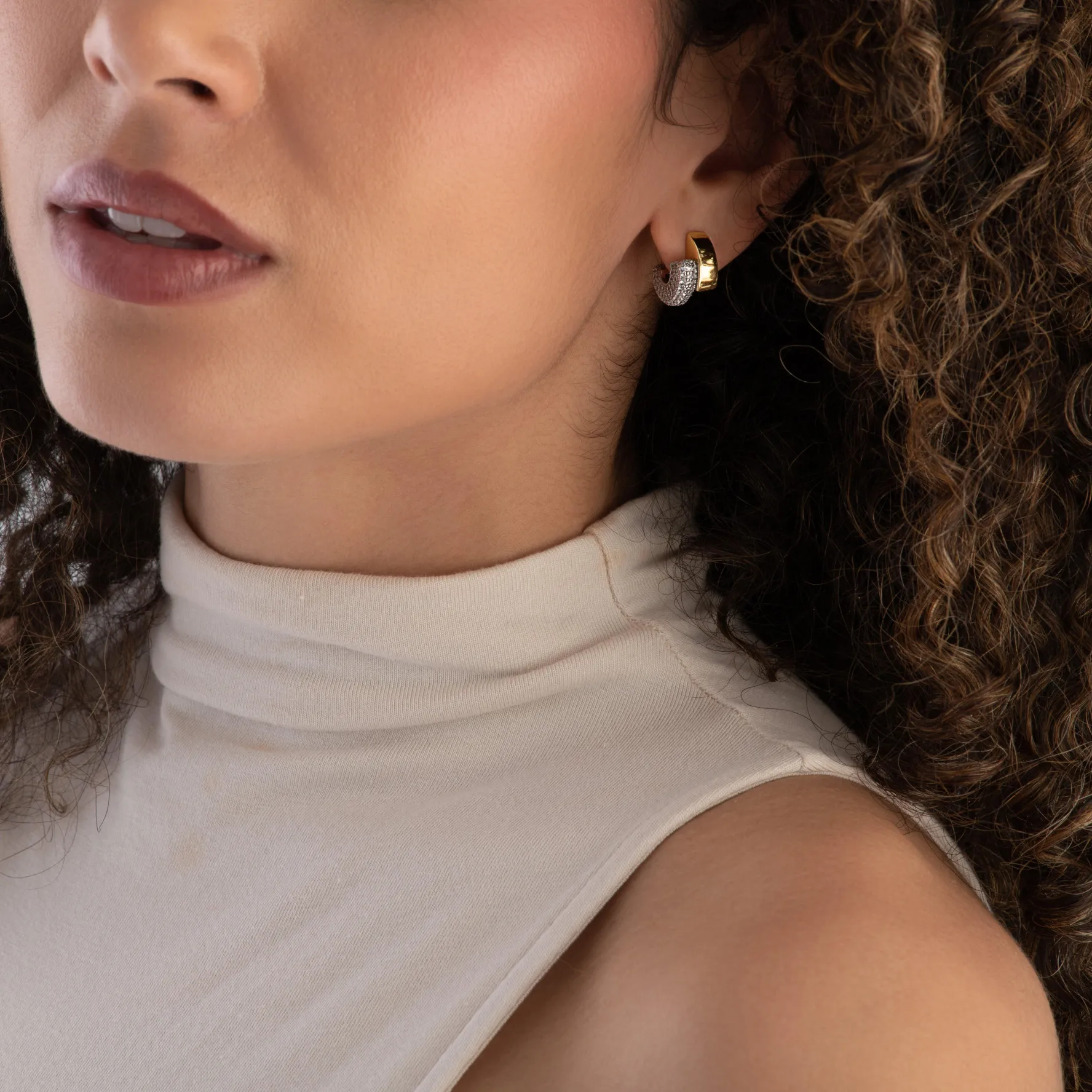 Michael Kors Silver and Yellow Gold Plated Cubic Zirconia Hoop Earrings