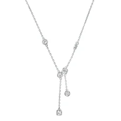 Michael Kors Silver Cubic Zirconia Drop Necklace