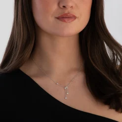 Michael Kors Silver Cubic Zirconia Drop Necklace