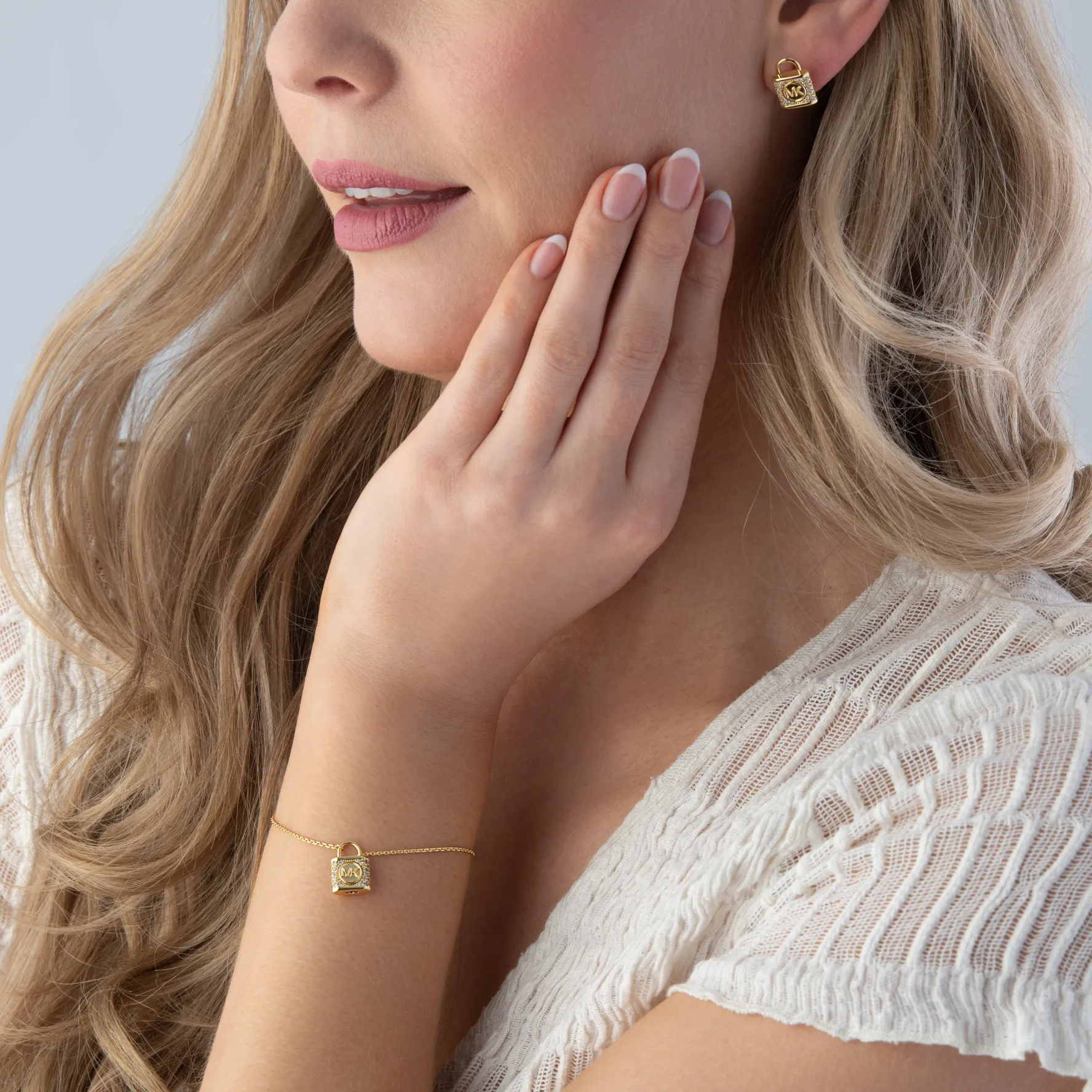 Michael Kors Yellow Gold Plated Cubic Zirconia Stud Earrings
