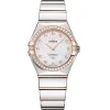 OMEGA Constellation 28mm Stainless Steel and 18K Sedna Gold Diamond Ladies Watch
