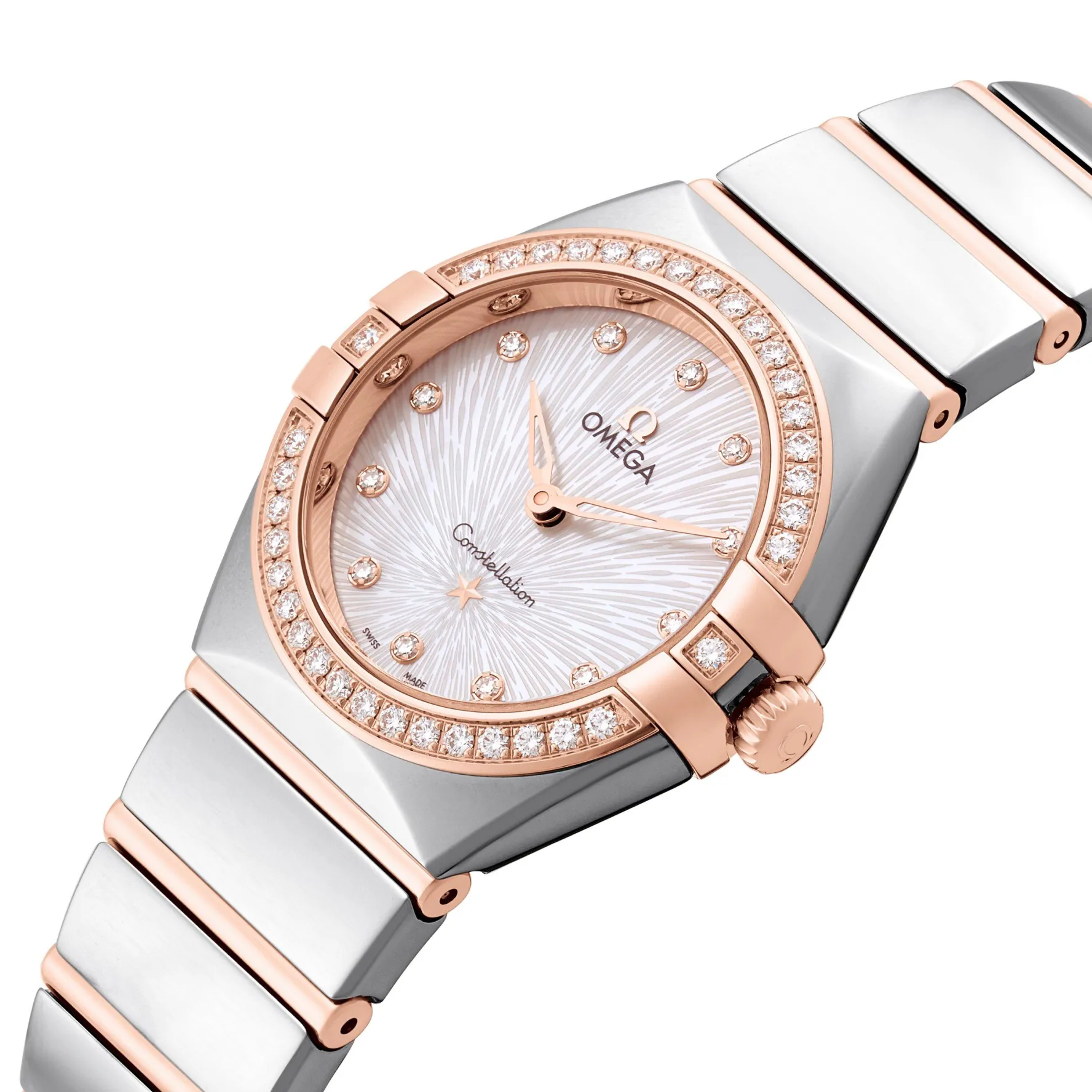 OMEGA Constellation 28mm Stainless Steel and 18K Sedna Gold Diamond Ladies Watch