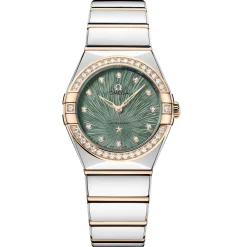 OMEGA Constellation 28mm Stainless Steel and Moonshine Gold Diamond Ladies Watch
