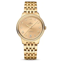 OMEGA De Ville Prestige 34mm 18K Yellow Gold Diamond Automatic Ladies Watch