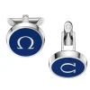OMEGA Mania Stainless Steel and Blue Lacquer Cufflinks