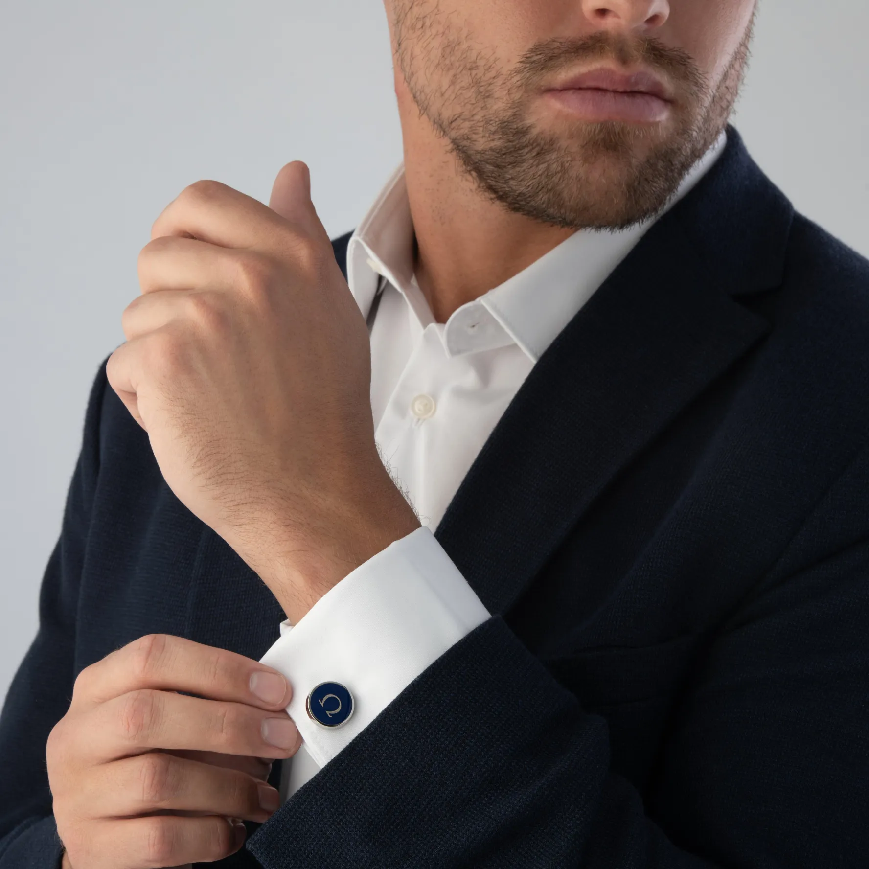 OMEGA Mania Stainless Steel and Blue Lacquer Cufflinks