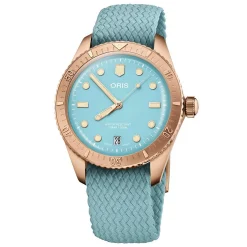 Oris Divers Sixty-Five 'Cotton Candy' Bronze 38mm Blue Perlon Strap Automatic Watch