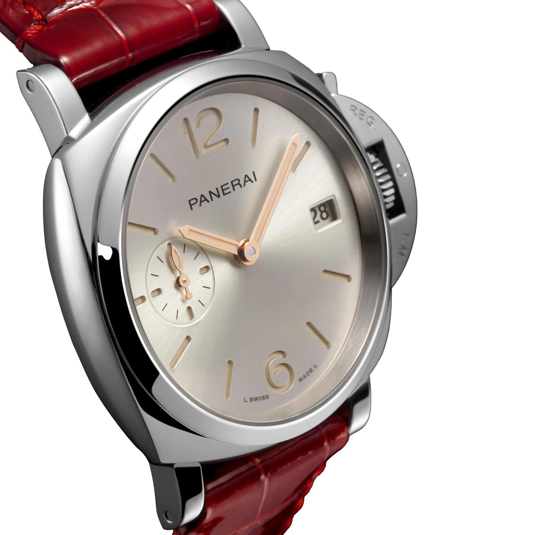 Panerai Luminor Due 38mm Red Leather Strap Automatic Ladies Watch