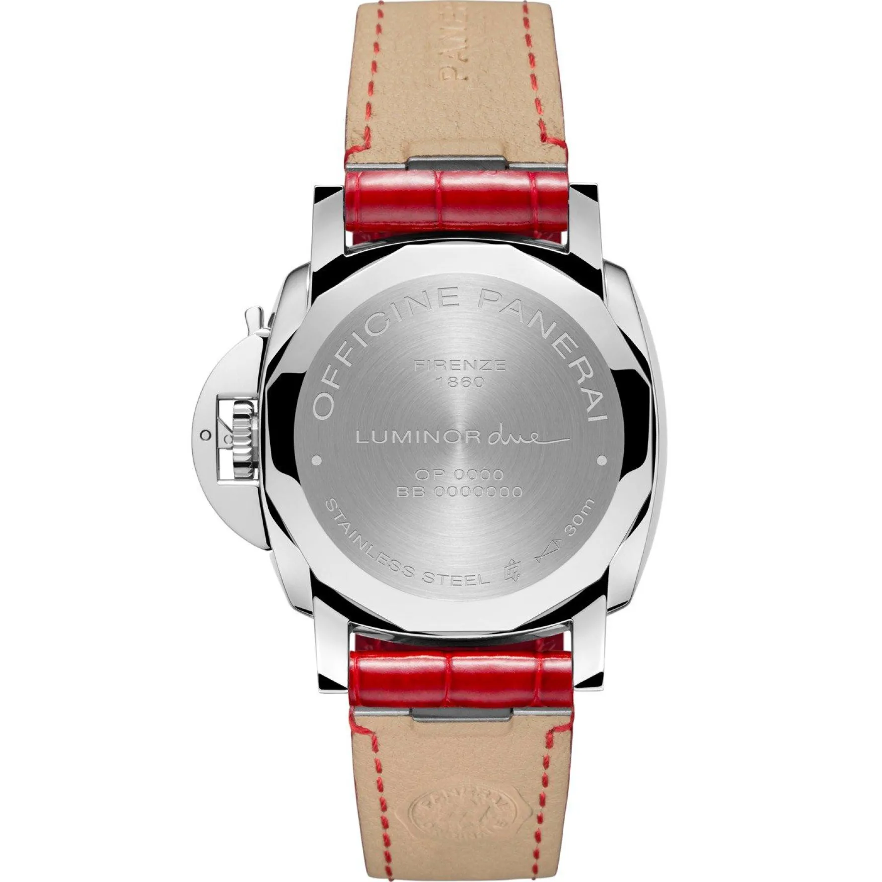 Panerai Luminor Due 38mm Red Leather Strap Automatic Ladies Watch