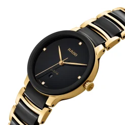 Rado Centrix 30.5mm High-Tech Ceramic and Yellow Gold PVD Diamond Ladies Watch
