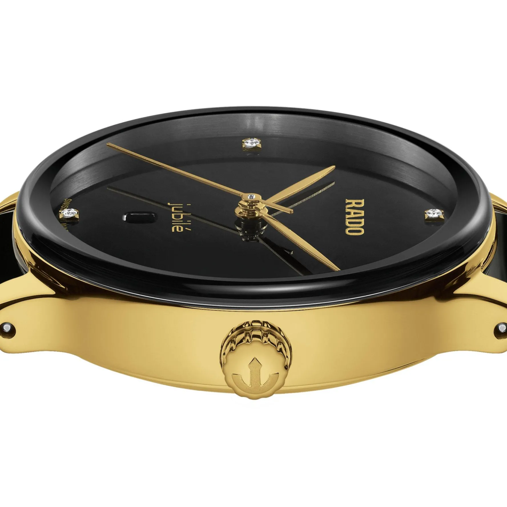Rado Centrix 30.5mm High-Tech Ceramic and Yellow Gold PVD Diamond Ladies Watch