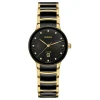 Rado Centrix 30.5mm High-Tech Ceramic and Yellow Gold PVD Diamond Ladies Watch