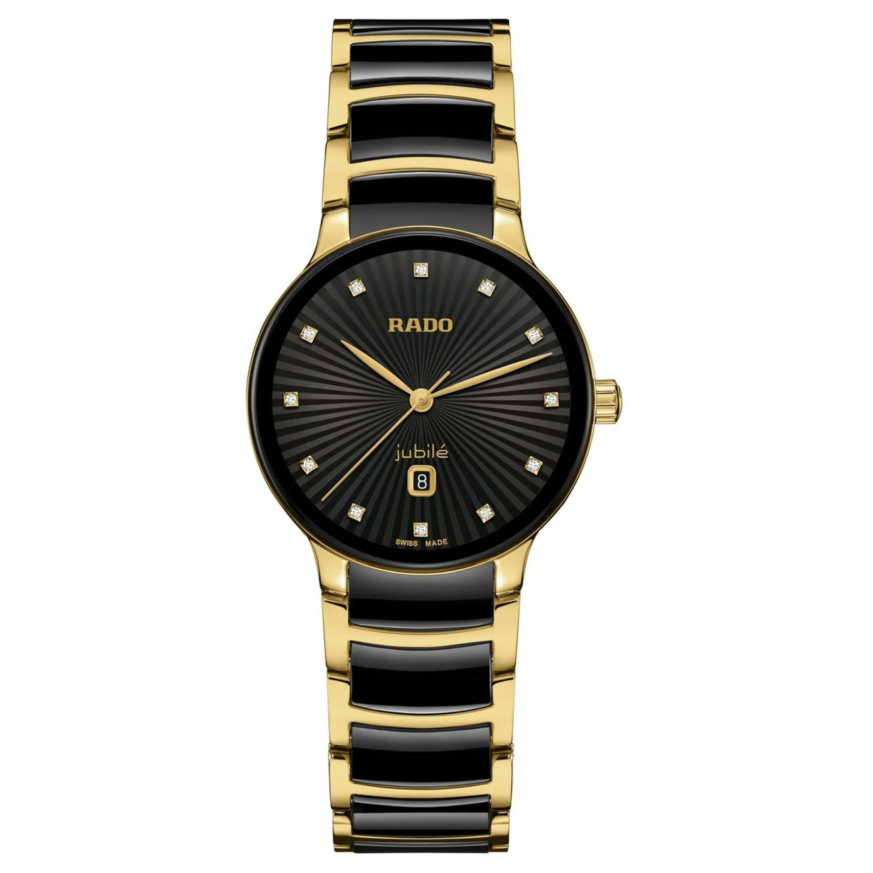 Rado Centrix 30.5mm High-Tech Ceramic and Yellow Gold PVD Diamond Ladies Watch