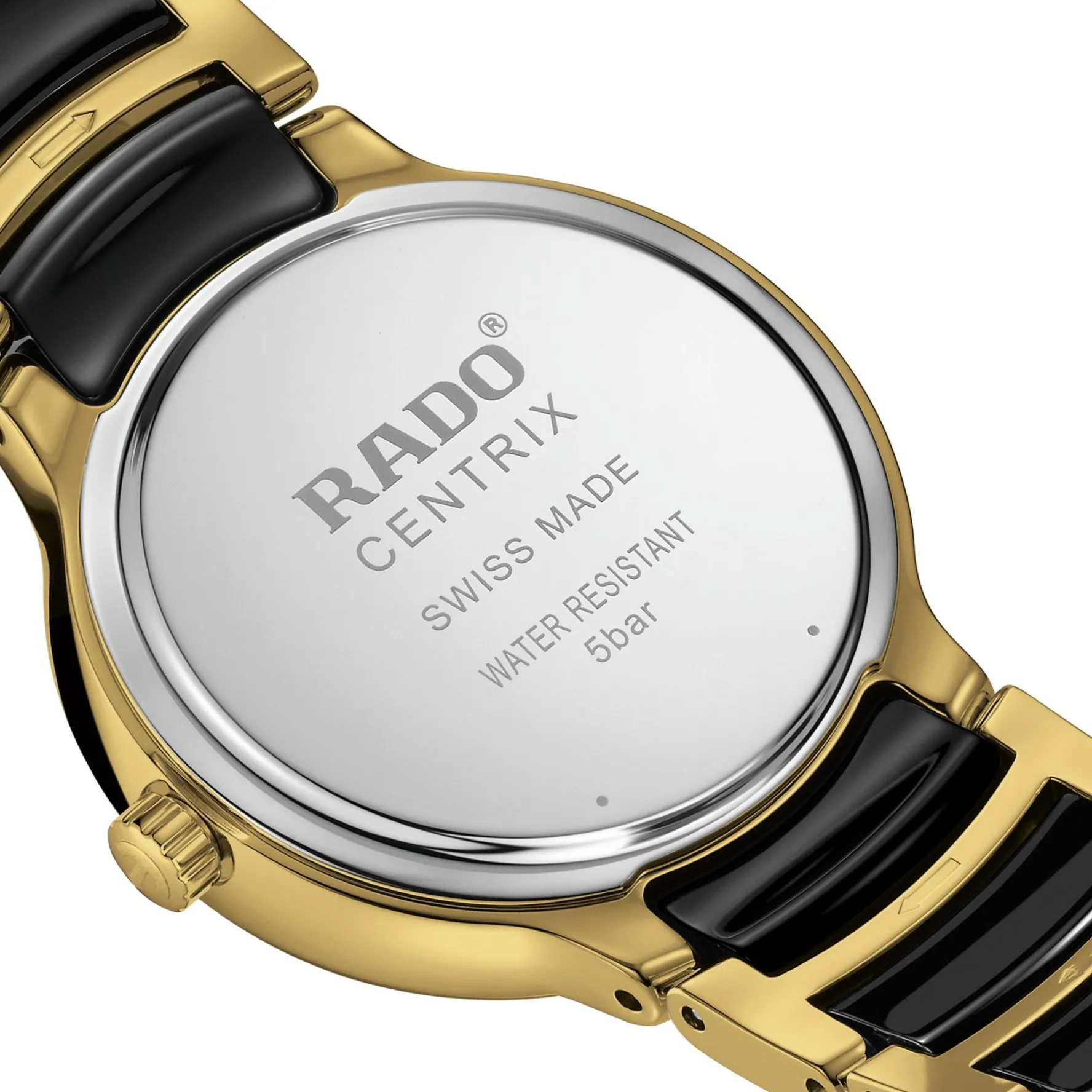 Rado Centrix 30.5mm High-Tech Ceramic and Yellow Gold PVD Diamond Ladies Watch