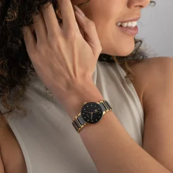 Rado Centrix 30.5mm High-Tech Ceramic and Yellow Gold PVD Diamond Ladies Watch