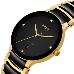 Rado Centrix 39.5mm High-Tech Ceramic and Yellow Gold PVD Diamond Watch